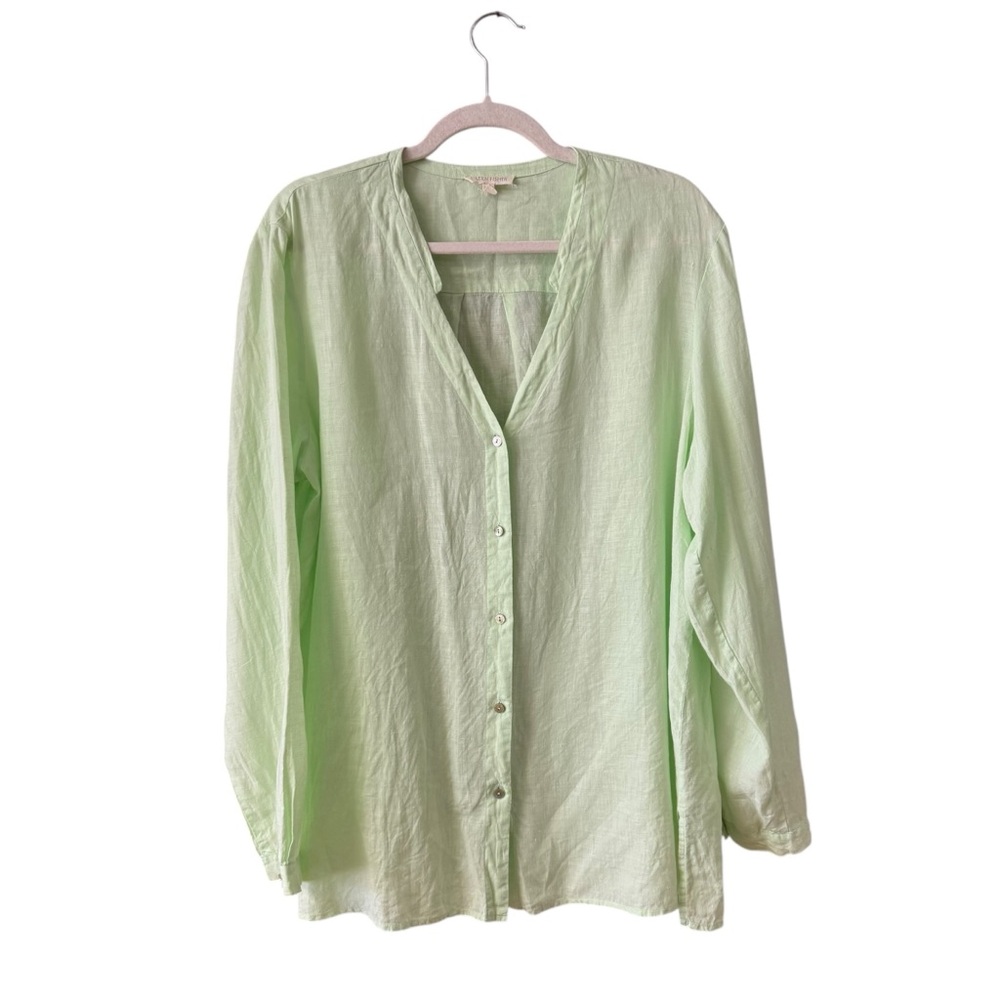 Eileen Fisher 100% Irish Linen Tunic Top Size XL Relaxed Coastal Minimalist